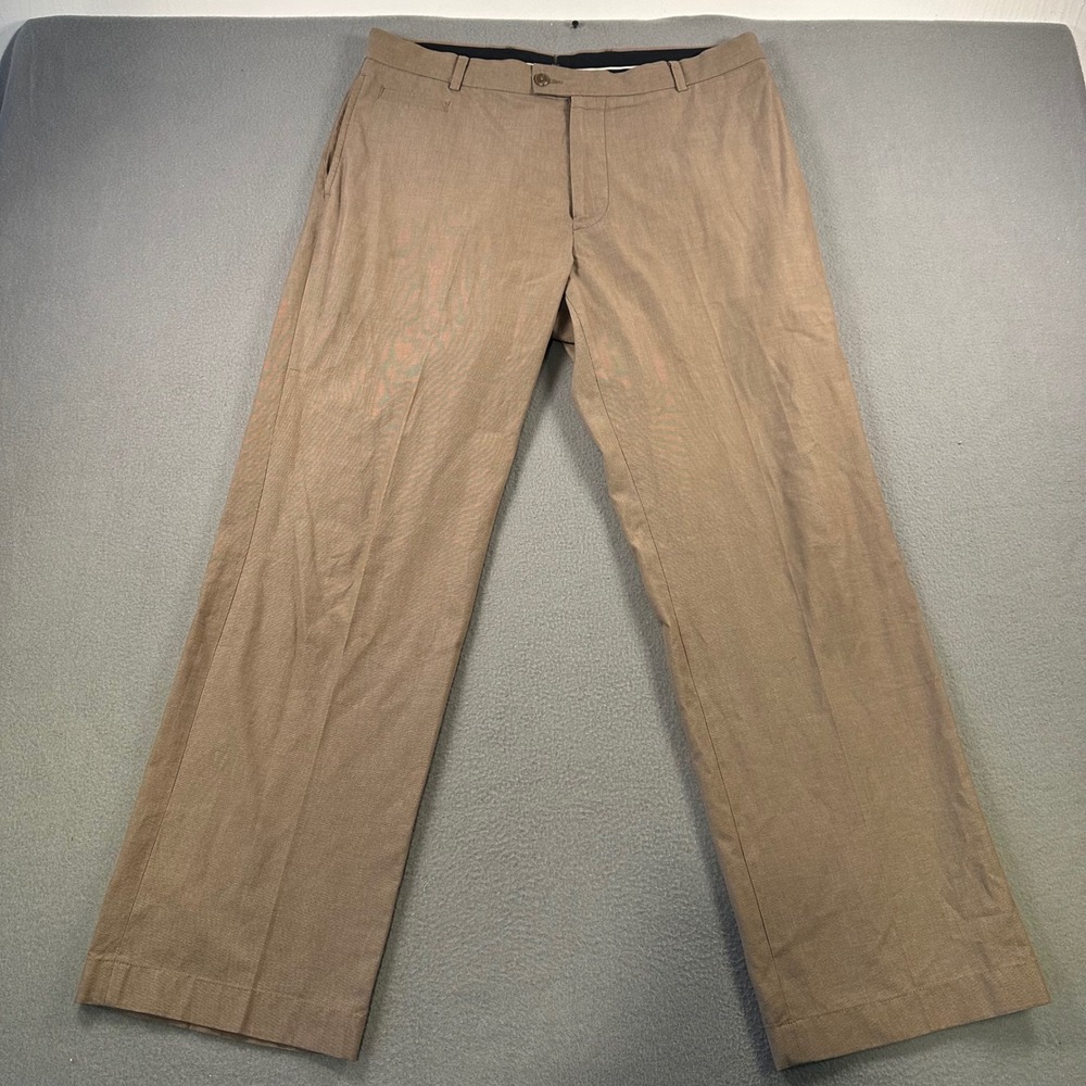 Austin Reed London Mens Tan Brown Dress Pants Flat Front Straight Leg 34W 30L